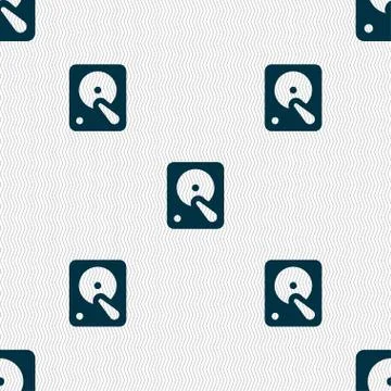 Hard disk icon sign. Seamless pattern with geometric texture. Stock Illustration