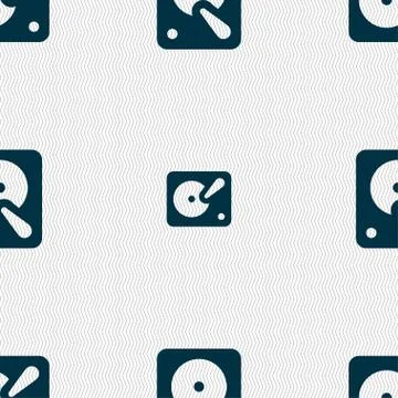 Hard disk icon sign. Seamless pattern with geometric texture. イラスト素材