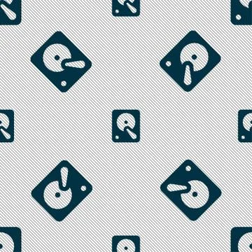 Hard disk icon sign. Seamless pattern with geometric texture. Stock Illustration