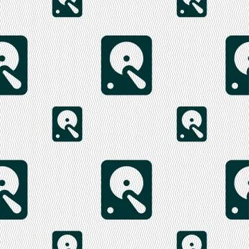 Hard disk icon sign. Seamless pattern with geometric texture. 库存插图