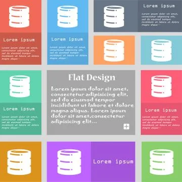 Hard disk icon sign. Set of multicolored buttons with space for text. Vector Illustrazione stock