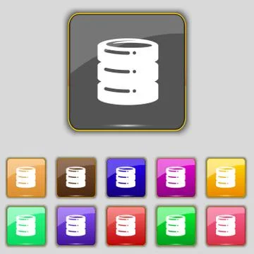 Hard disk icon sign. Set with eleven colored buttons for your site. Vector Illustrazione stock