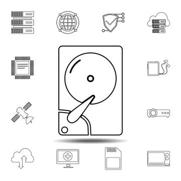 Hard disk icon. Simple thin line, outline vector element of Technology icons  Stock Illustration
