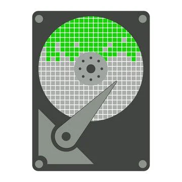 A hard disk with an image of memory cells. Defragmentation clusters. Stock Illustration