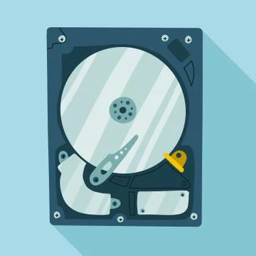 Hard disk Internal Computer flat vector illlustration with shadow. PC equipme Stock Illustration