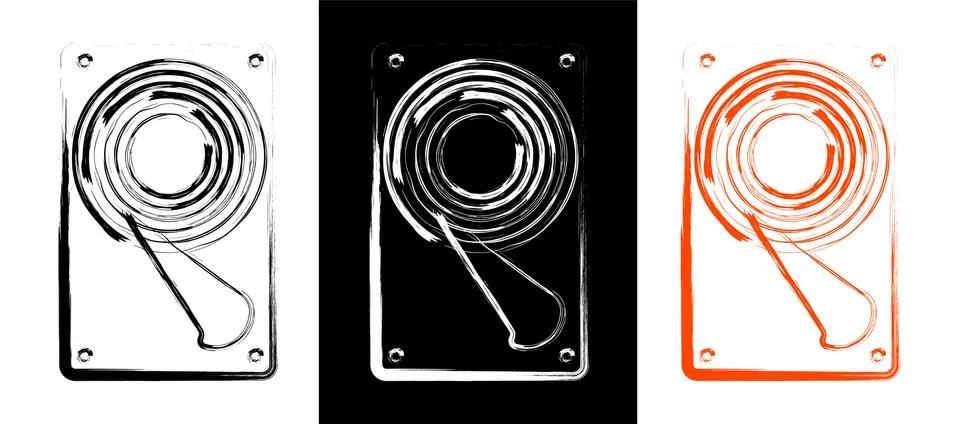 Hard disk with internal device and mechanisms. Color icon. Isolated vector Illustrazione stock