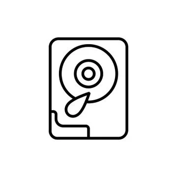 Hard disk line icon. Isolated on white background. Stock Illustration