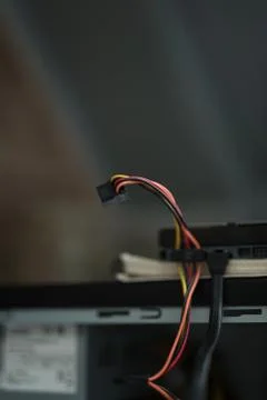 Hard disk power cable. Small depth of field. Stock Photos
