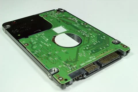Hard disk removed from the computer on a white background. Foto stock
