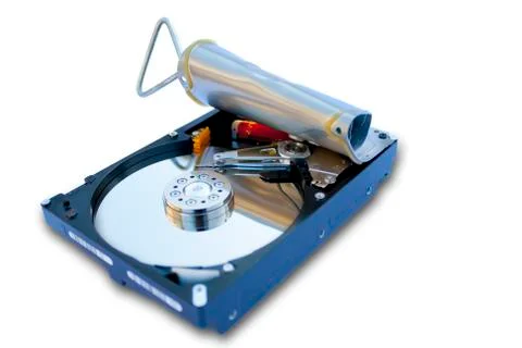 Hard disk in the shape of sardine can Stock Photos