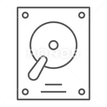 Hard disk thin line icon, electronic and device Stock Illustration