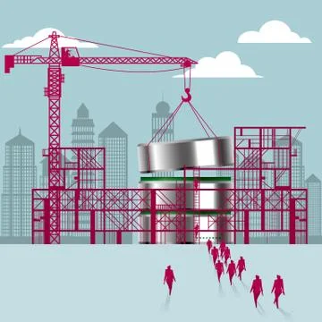 The hard disk is under construction. Stock Illustration