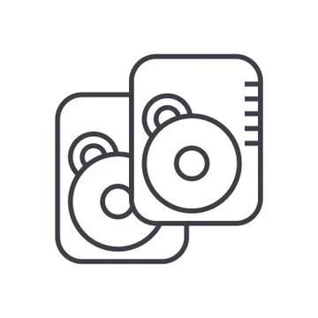 Hard disk vector line icon, sign, illustration on background, editable strokes Stock Illustration