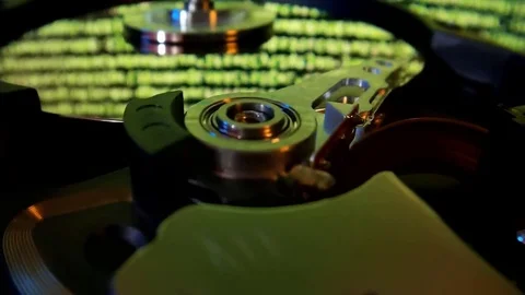 The hard disk working, the head moves over the disk Stock Footage 82701962