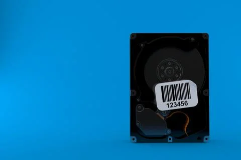 Hard drive with barcode sticker Illustrazione stock