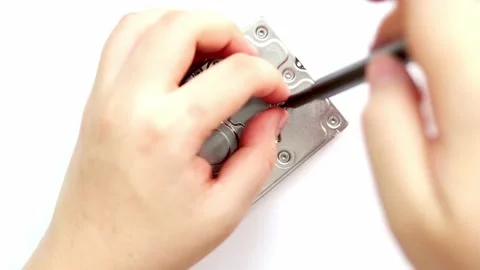 Hard drive being disassemble by data recovery center in a lab Stock Footage 158666130