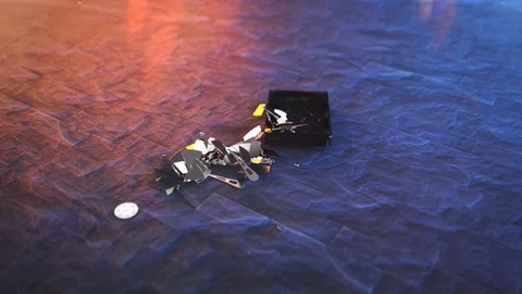Hard drive breaking into pieces, data loss, files deletion, ransomware attack Stock Footage 121514379