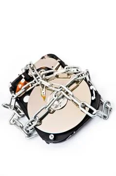 Hard drive in chains Stock Photos