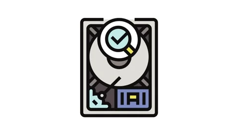 Hard drive check repair computer color icon animation Stock Footage 326106498