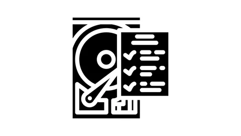 Hard drive check repair computer glyph icon animation Stock Footage 326741842