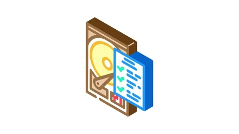 Hard drive check repair computer isometric icon animation Video stock 327288189