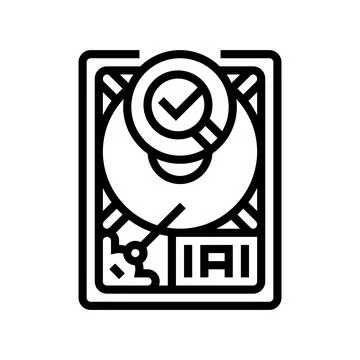 Hard drive check repair computer line icon vector illustration Illustrazione stock