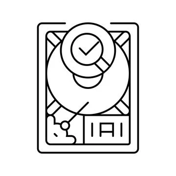 Hard drive check repair computer line icon vector illustration Illustrazione stock