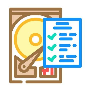 Hard drive check repair computer color icon vector illustration Stock Illustration