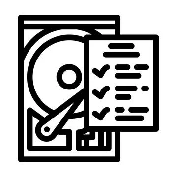 Hard drive check repair computer line icon vector illustration Stock Illustration