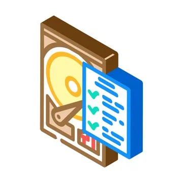 Hard drive check repair computer isometric icon vector illustration Stock Illustration