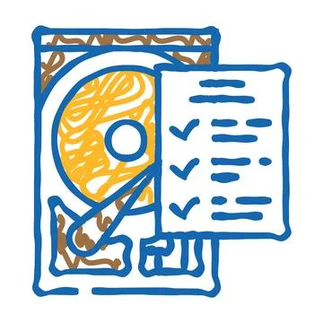 Hard drive check repair computer icon doodle illustration Stock Illustration