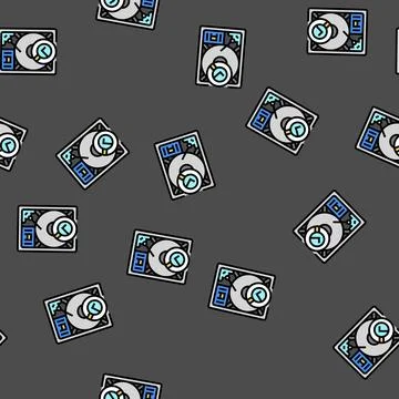 Hard drive check repair computer vector seamless pattern 库存插图