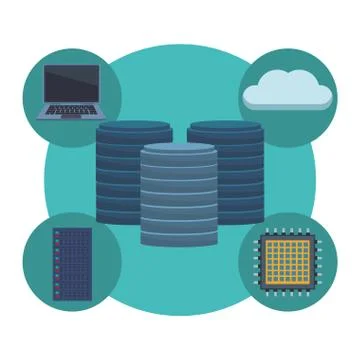 Hard drive with cloud Illustrazione stock