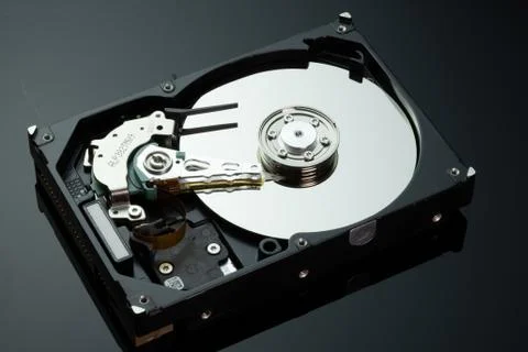 Hard drive from the computer hdd with mirror effect. Stock Photos