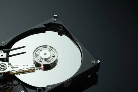 Hard drive from the computer hdd with mirror effect. Stock Photos