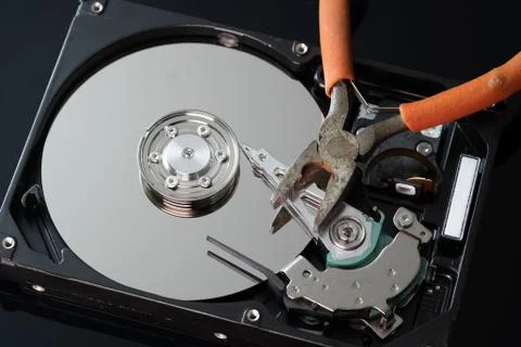Hard drive from the computer hdd with mirror effect. Stock Photos