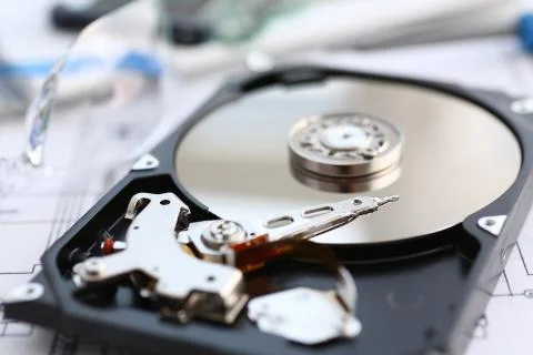 Hard drive from computer or laptop lies 스톡 사진