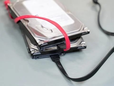 Hard drive for computer with sata cable Stock Photos