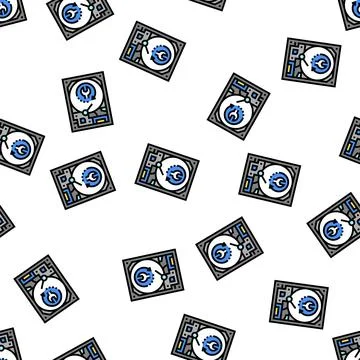 Hard drive data recovery vector seamless pattern Stock Illustration