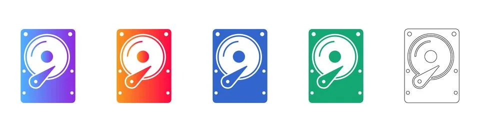 Hard Drive Data Storage Icons Stock Illustration