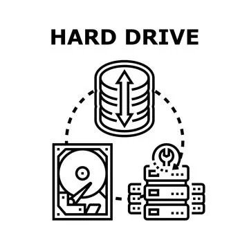 Hard drive data storage information technology concept Stock Illustration