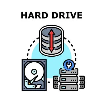 Hard drive data storage information technology concept Stock Illustration