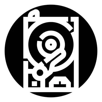Hard drive data storage system black icon Stock Illustration