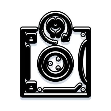 Hard drive device silhouette for digital data storage Stock Illustration