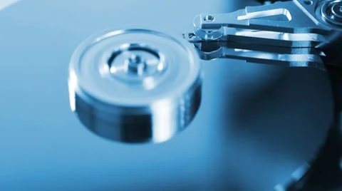 Hard Drive Disc in blue technology light Stock Footage 7763191