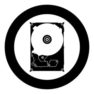 Hard drive disk  icon black color in circle Illustrazione stock