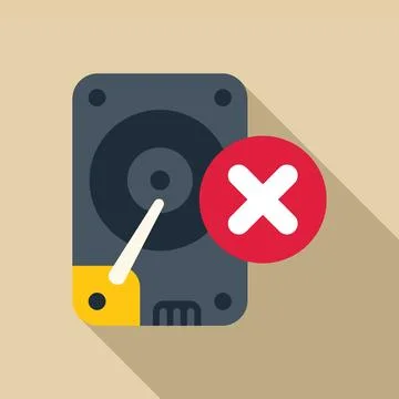 Hard drive disk showing error message with red cross sign Stockillustratie