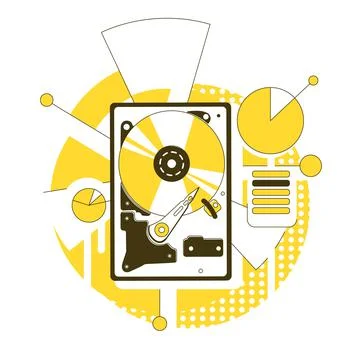 Hard drive disk thin line concept vector illustration Stockillustratie