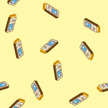 Hard drive gaming pc isometric icon seamless pattern Stock Illustration
