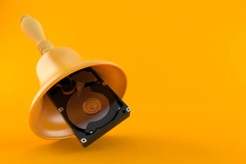 Hard drive with hand bell Stock Illustration
